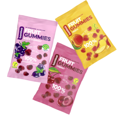Želė saldainiai BOMBUS FRUIT ENERGY GUMMIES, 35 g