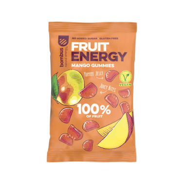 Želė saldainiai BOMBUS FRUIT ENERGY GUMMIES, 35 gMango želė saldainiai BOMBUS FRUIT ENERGY 35g 