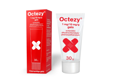 Antiseptinė pagalbinė terapijos priemonė, gelis 1 mg/10 mg/g, 30 g - OCTEZY
