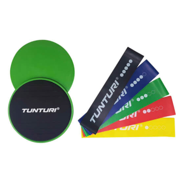 Pasipriešinimo gumų ir slaiderių rinkinys RESISTANCE & CORE SLIDERS SET Tunturi