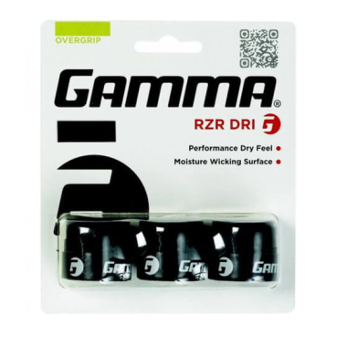 Teniso raketės apvija Gamma RZR DRI, 3 vnt., Black