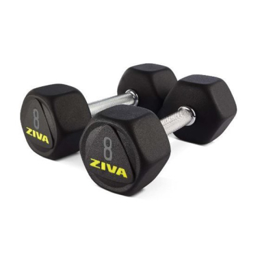 Dumbbell ZIVA SL PREMIUM ŠEŠIAKAMPĖ NEKALTA GUMA, profesionali