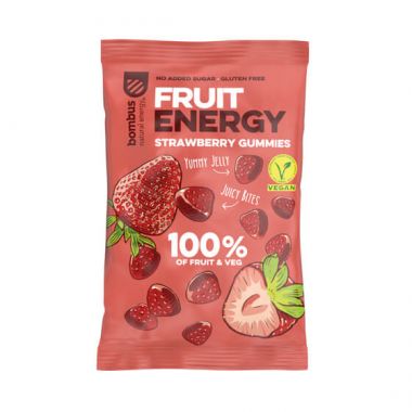 Braškių želė saldainiai BOMBUS FRUIT ENERGY 35g 