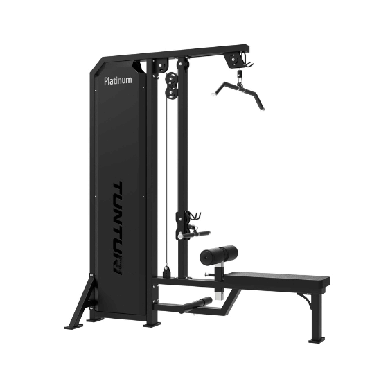 Kombinuotas nugaros raumenų treniruoklis "Lat Pulldown/Low Row" su svorių bloku TUNTURI Platinum V-serijos