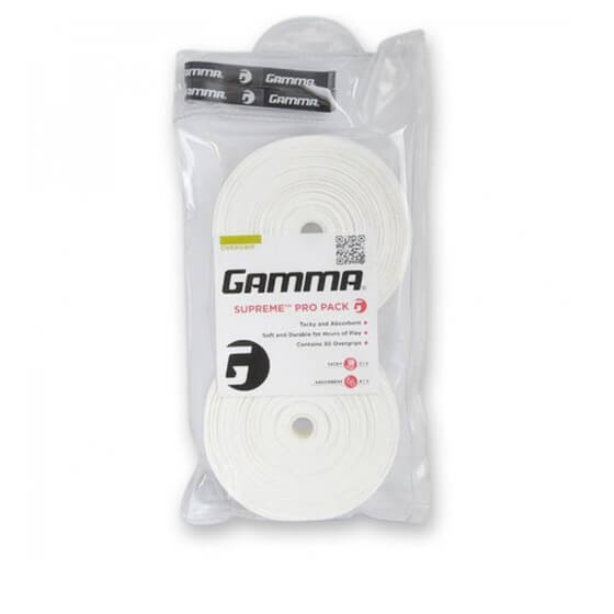 Teniso raketės apvija GAMMA SUPREME PRO  30 vnt., white