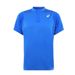 ASICS GEL-COOL POLO sporta krekla tuvplāns uz balta fona, ar GEL-Cool™ tehnoloģiju, elpojošu sietveida audumu un ātri žūstošu materiālu.