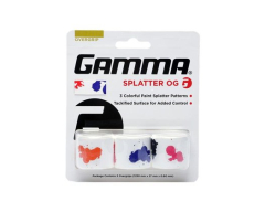 Tuva GAMMA Overgrip Splatter 3 gab. iepakojums uz balta fona — inovatīvs dizains ar mitrumu absorbējošu, neslīdošu virsmu