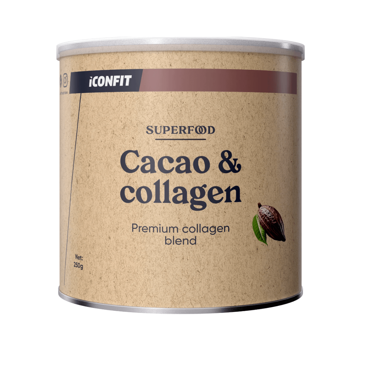 Grynas hidrolizuotas kolagenas, 300 g, ICONFIT Kolageno supermaistas, 250 g, Iconfit 